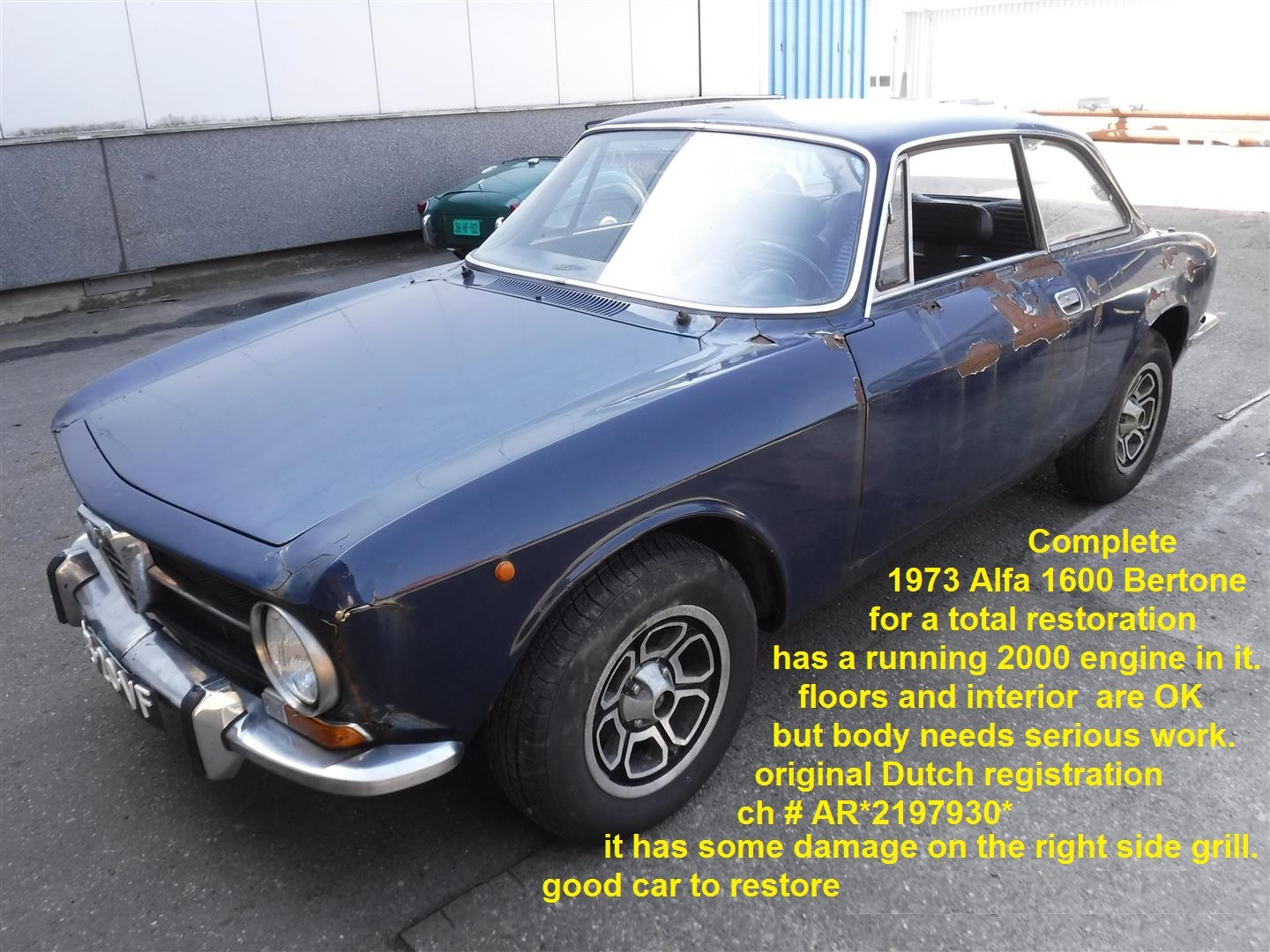 Alfa Romeo-1600 Bertone to restore | Joop Stolze Classic Cars